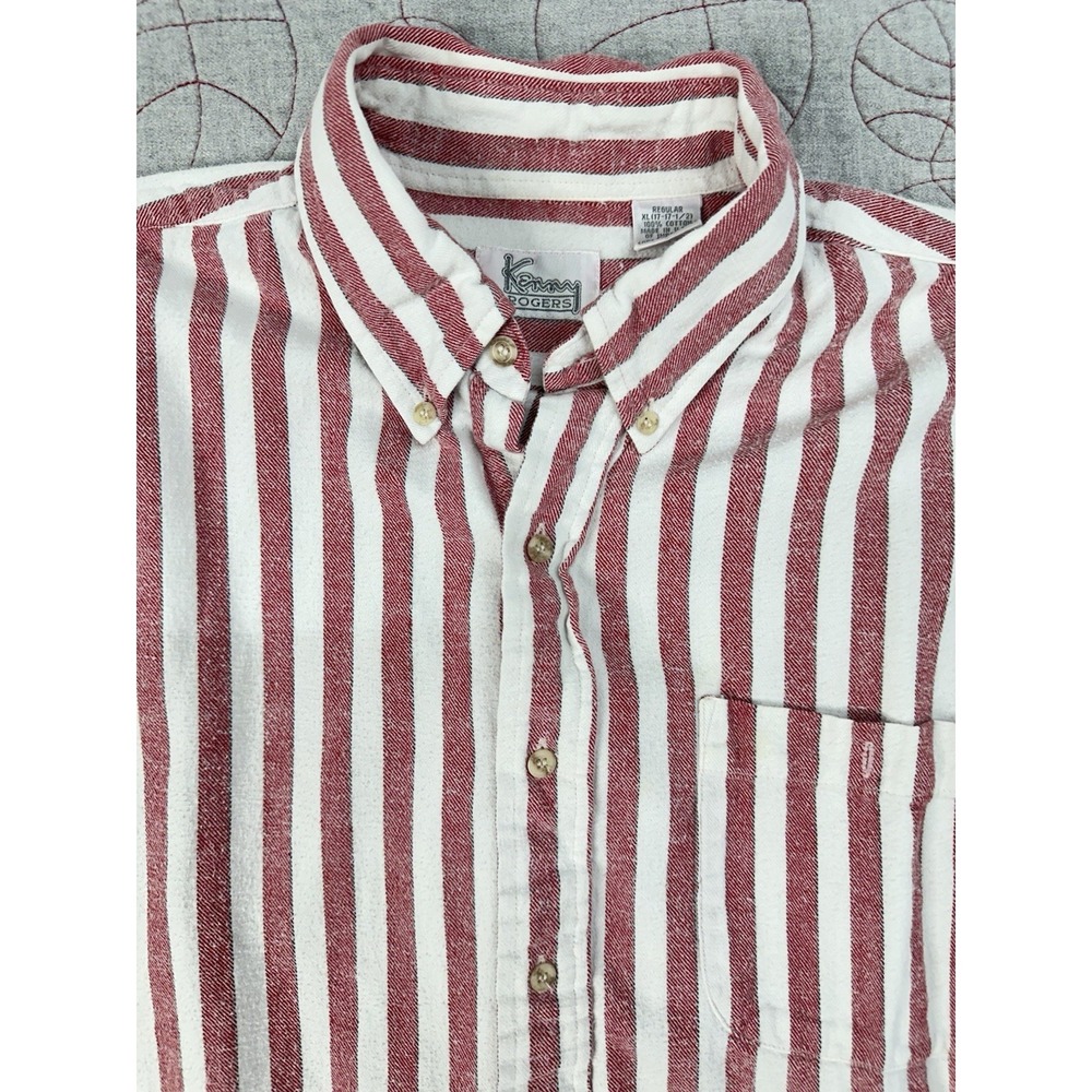 VTG Kenny Rogers Men's Long Sleeve Stripped Button Down Casual Shirt Size XL